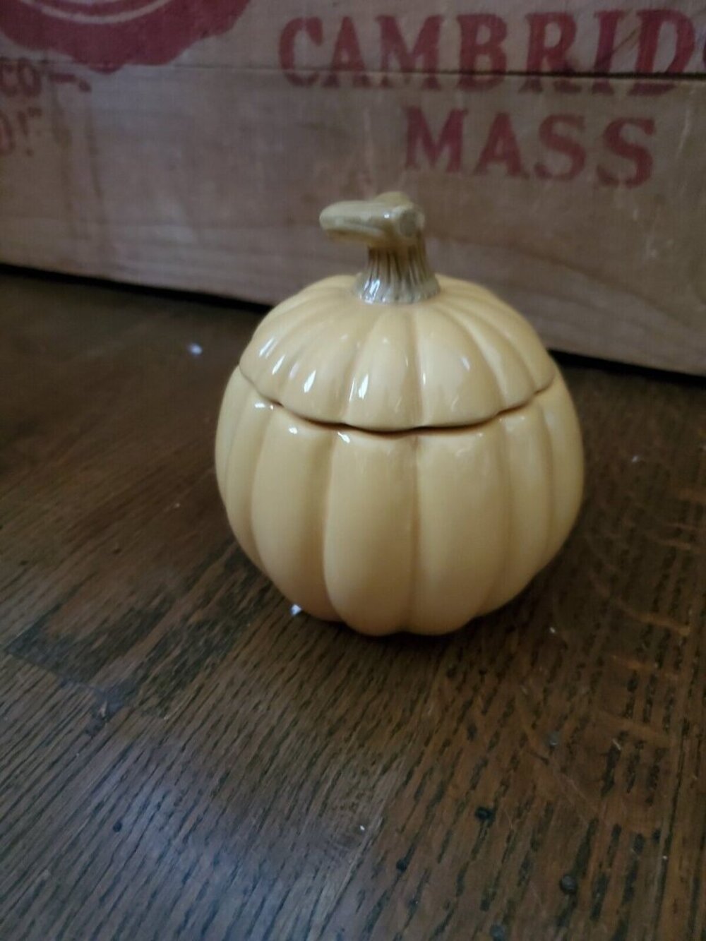 Vintage Hallmark Ceramic Pumpkin Votive W/ Lid 5" x 4"